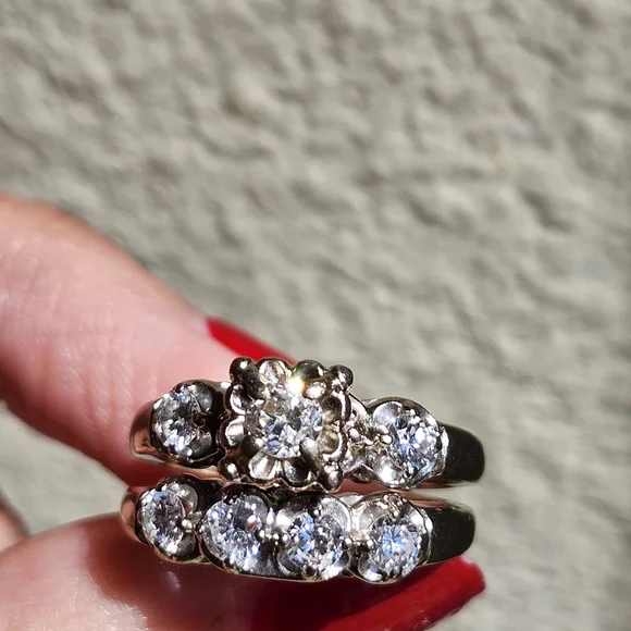 Vintage 14K Diamond Wedding Set - Picture 16 of 16